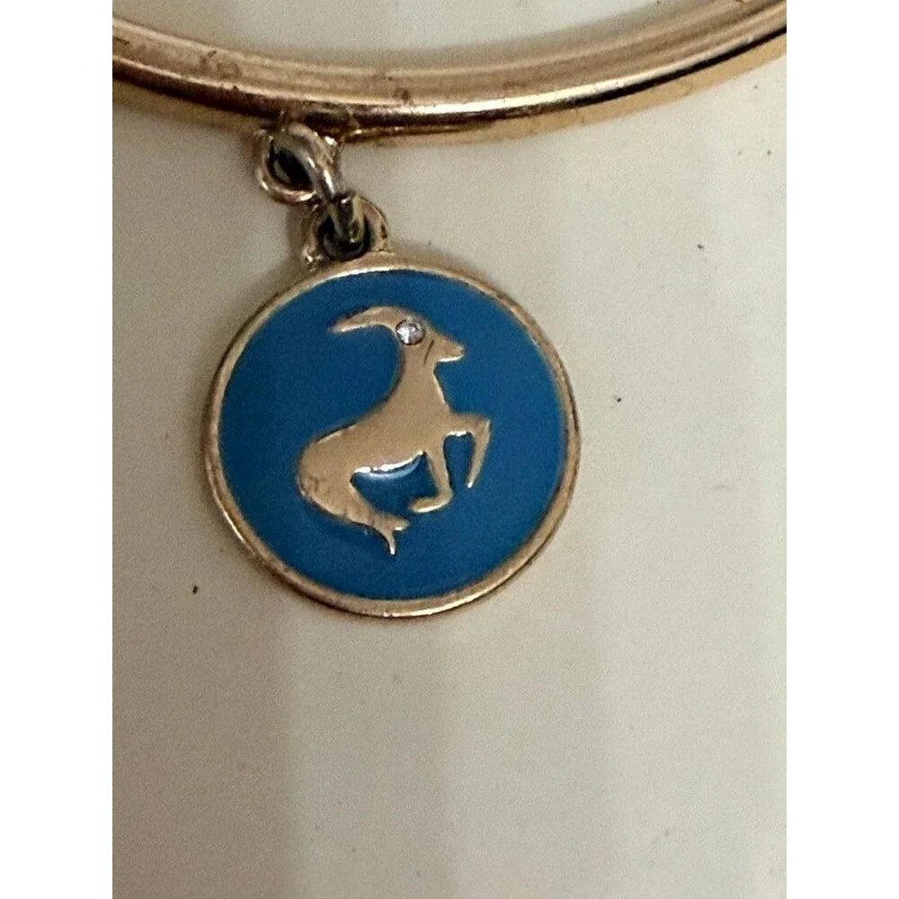 Kate Spade Capricorn Zodiac Bangle Bracelet w/ Blue Enamel Charm - Picture 2 of 3